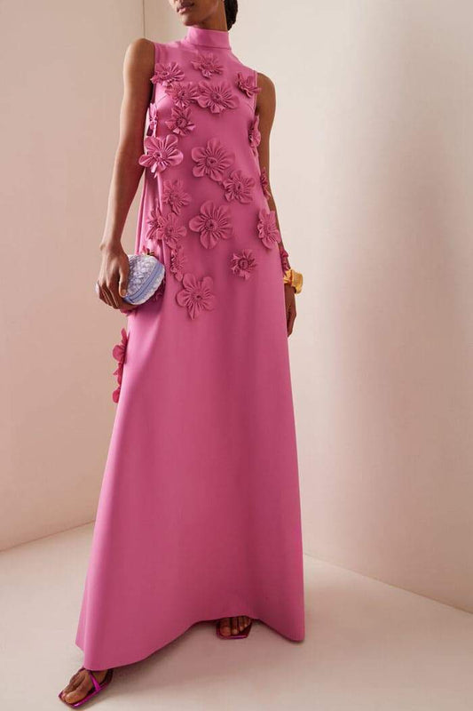 Women's Floral Maxi Dress in Pink