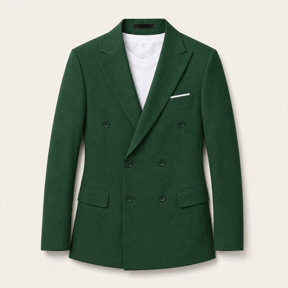 Men's Slim Fit Double Breasted Button Front Lightweight Blazer