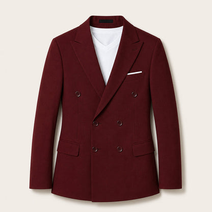 Men's Slim Fit Double Breasted Button Front Lightweight Blazer