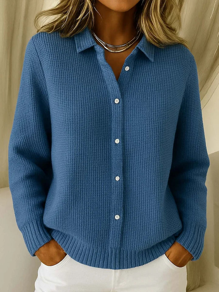 Women's Collared Button Front Knitted Cardigan view 4