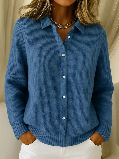 Women's Collared Button Front Knitted Cardigan view 4