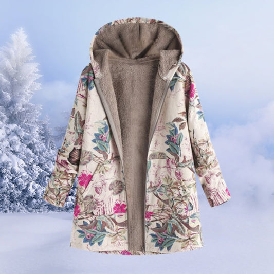 Women's Floral Hooded Overcoat