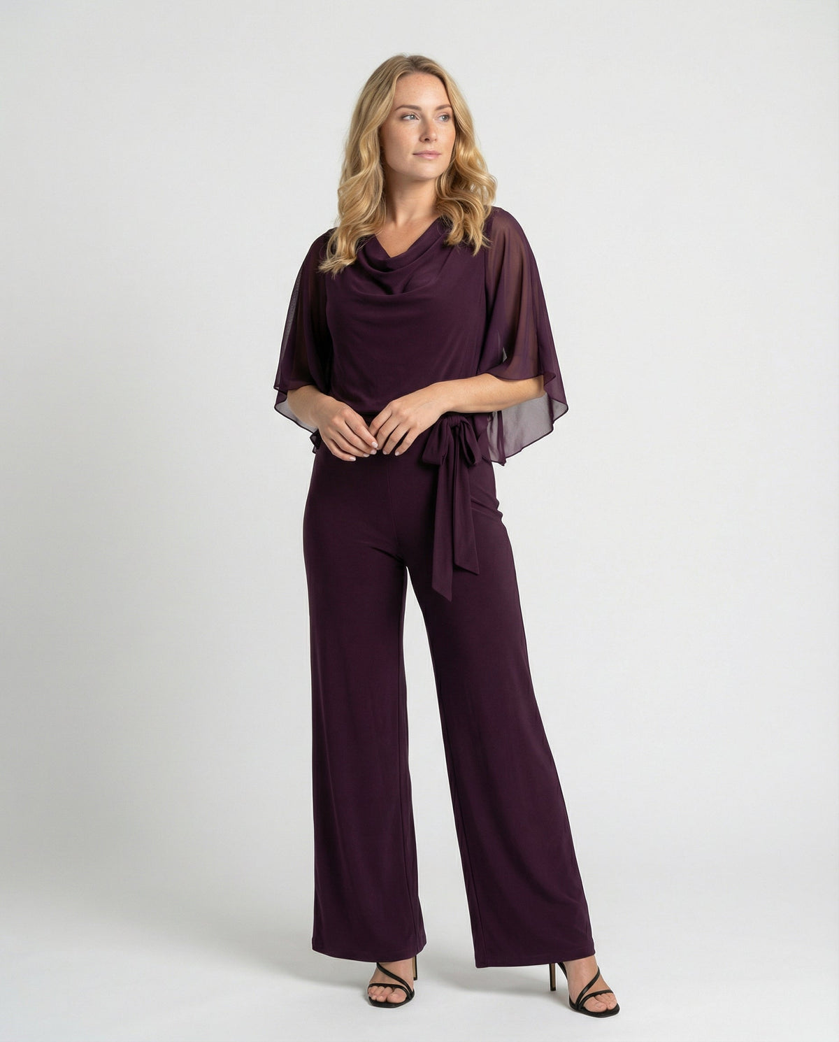 Women's Wide Leg Wedding Guest Dress in Burgundy