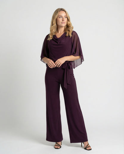 Women's Wide Leg Wedding Guest Dress in Burgundy