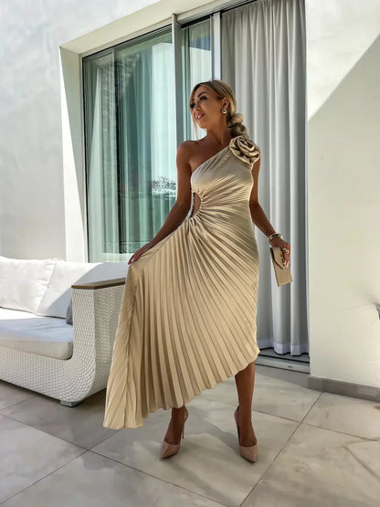 Women's Floral One Shoulder Maxi Dress