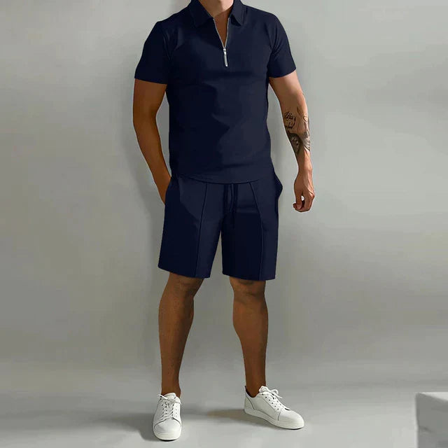 Men's Black Polo Shirt in Navy Blue