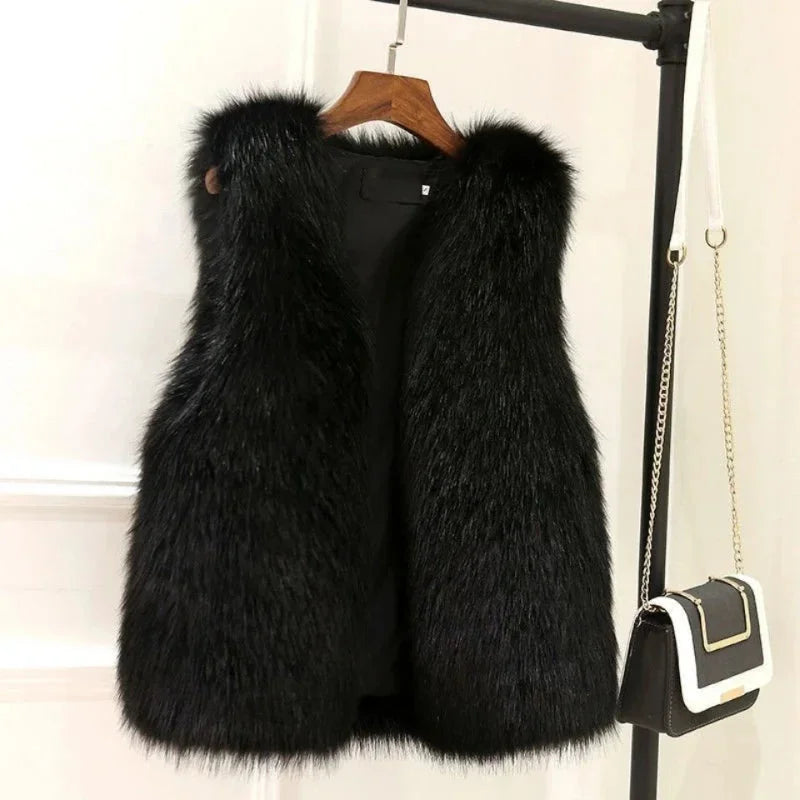 Women's Faux Fur Sleeveless Open Front Gilet view 3