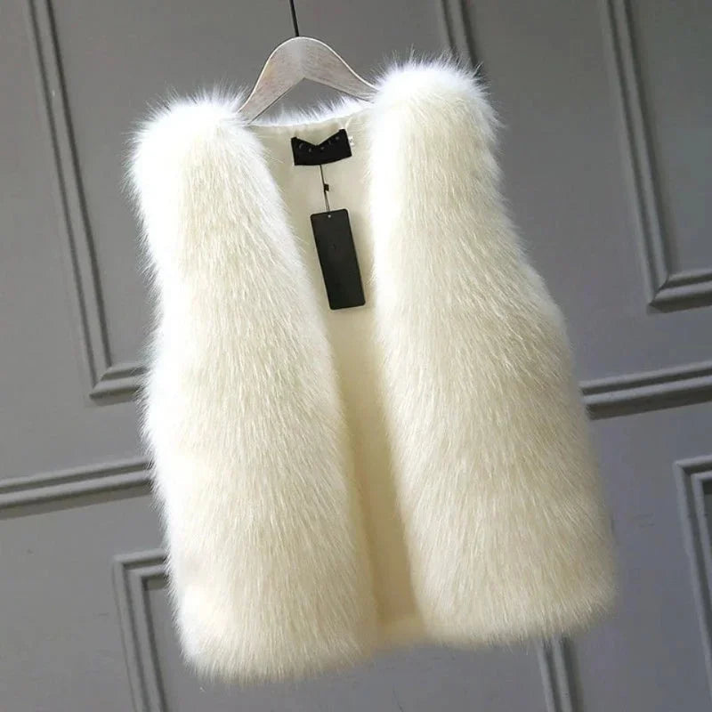 Women's Faux Fur Sleeveless Open Front Gilet