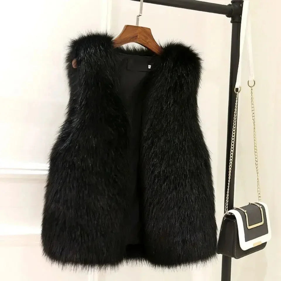 Women's Faux Fur Sleeveless Open Front Gilet view 4