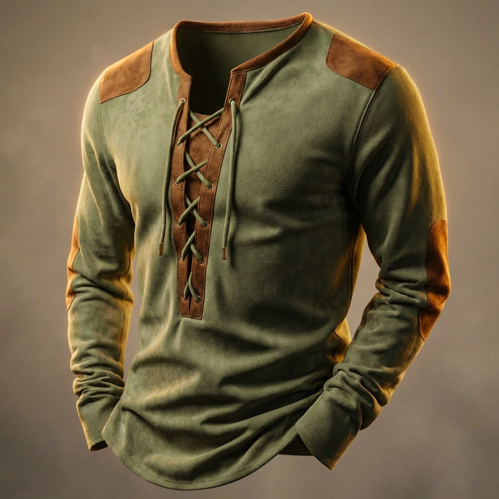 Men's Cream Beige Shirt in Pine Green