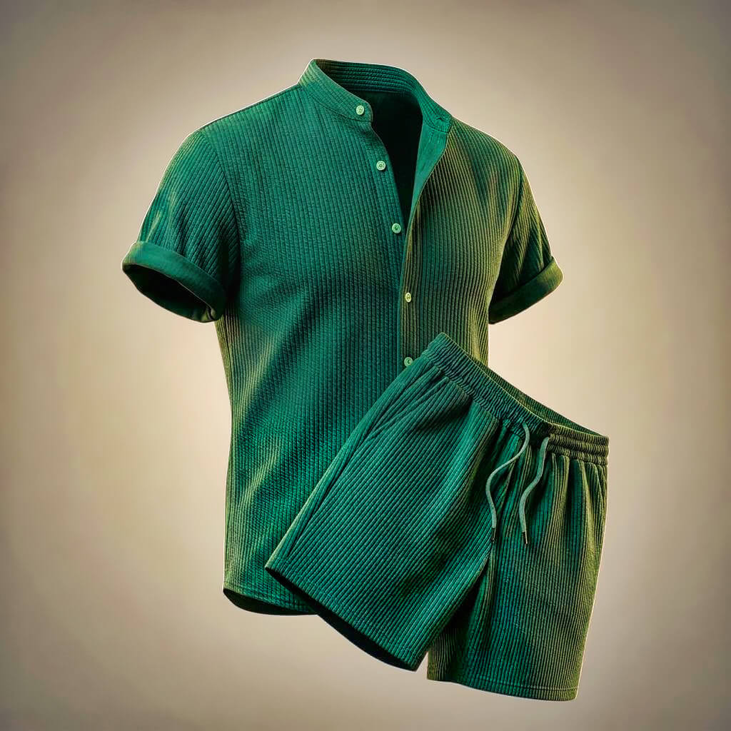 Men's Sky Blue Two Piece Set in Pine Green