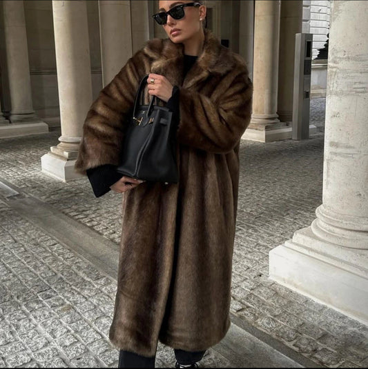Women's Brown Vintage Faux Fur Coat