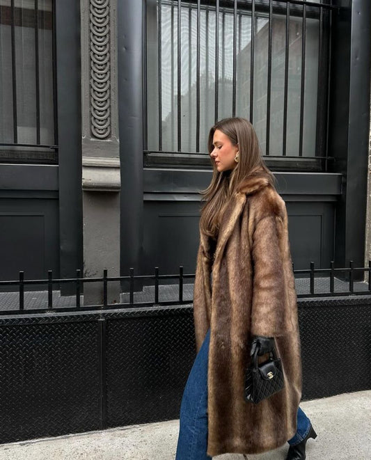 Women's Brown Vintage Faux Fur Coat view 2