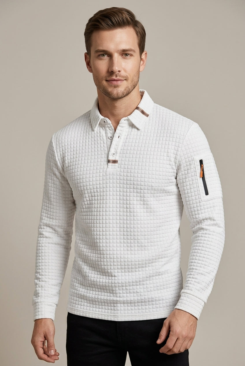 Men's Padded Long Sleeve Polo Shirt