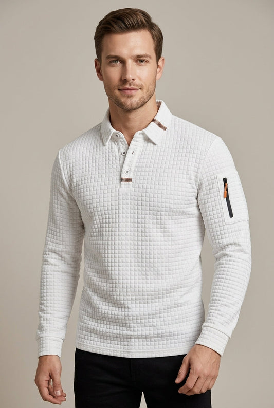 Men's Padded Long Sleeve Polo Shirt