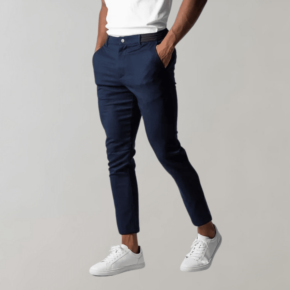Men's Blue Slim Fit Casual Chinos