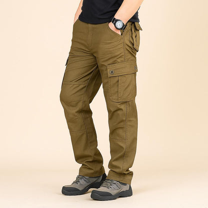 Men's Belted Patch Pocket Cargo Trousers in Brown