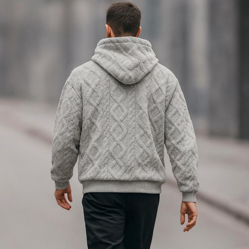 Men's Knitted Oversized Textured Hoodie