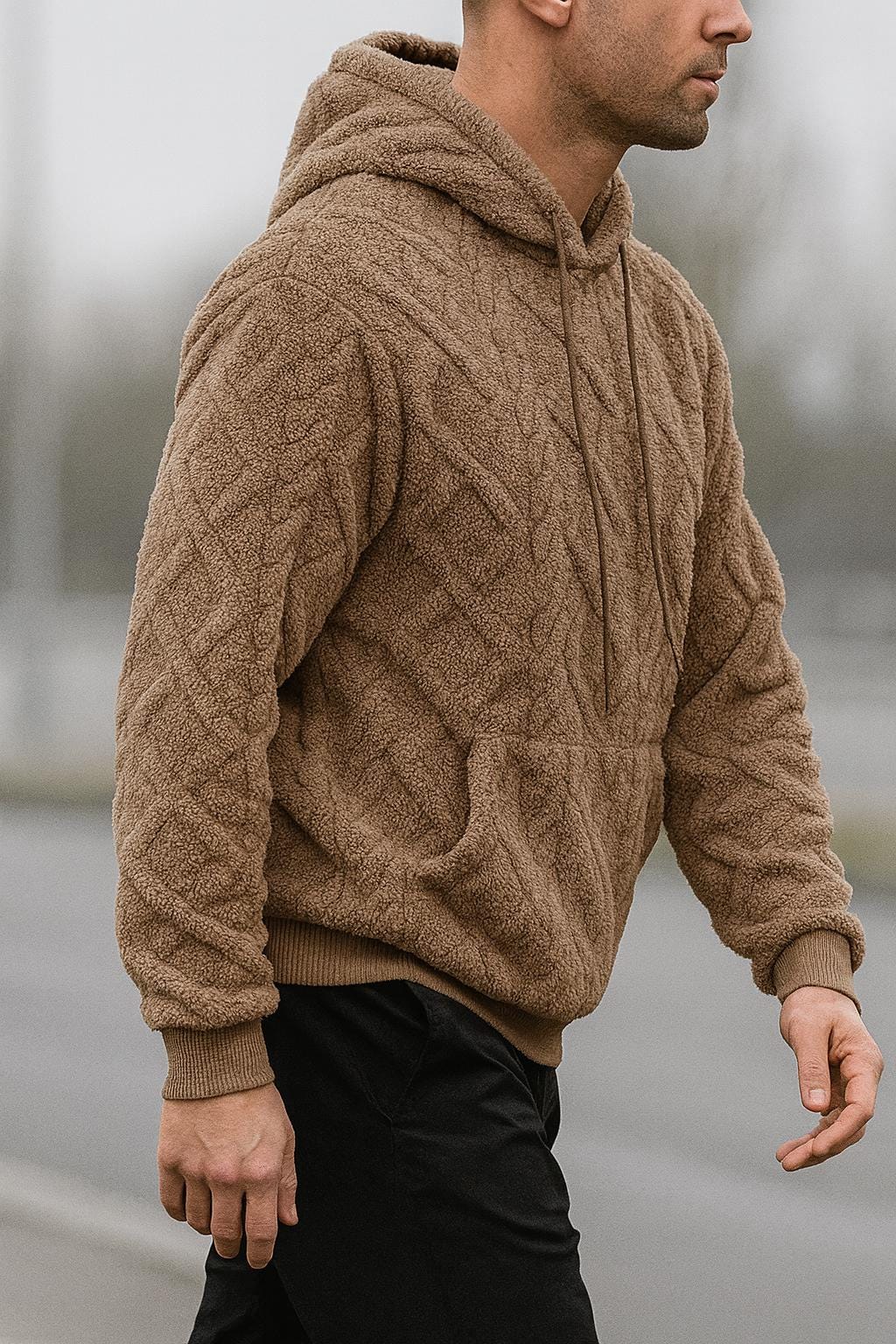 Men's Knitted Oversized Textured Hoodie