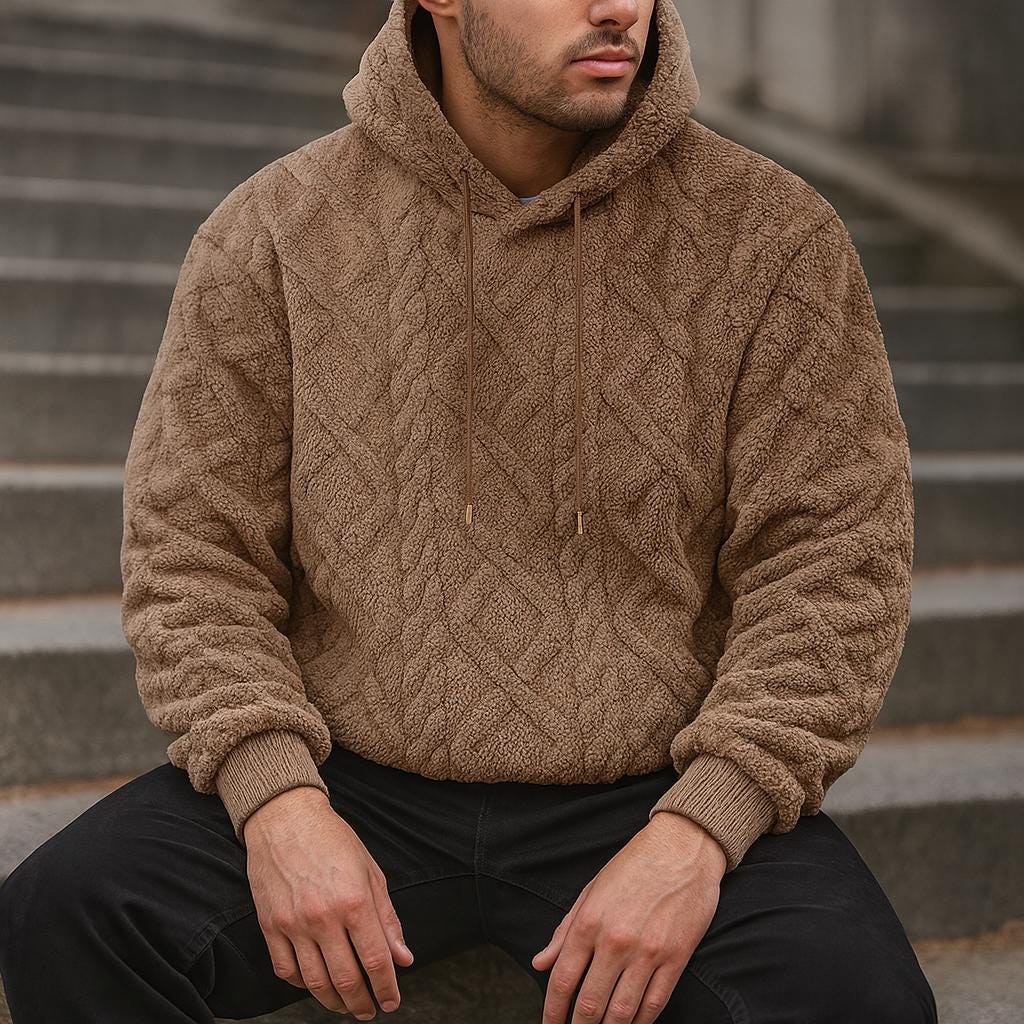 Men's Knitted Oversized Textured Hoodie