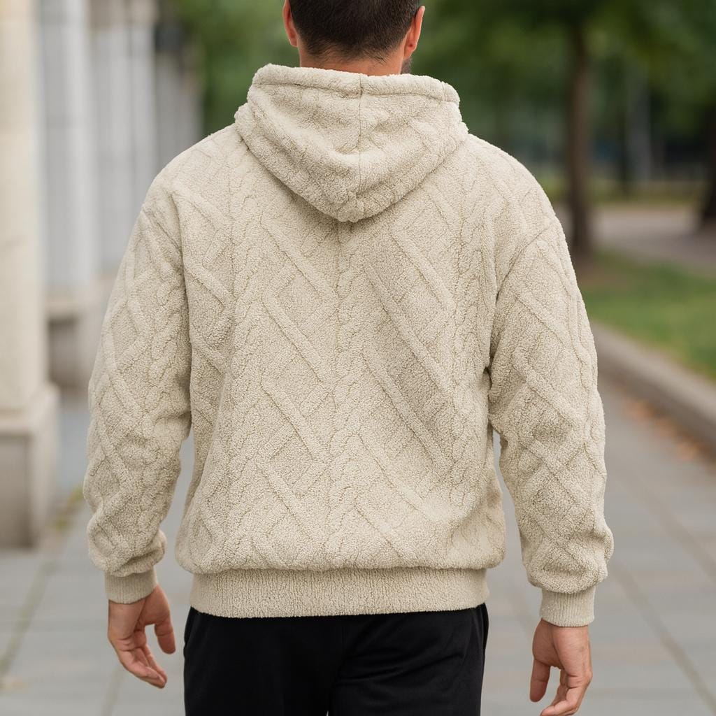 Men's Knitted Oversized Textured Hoodie