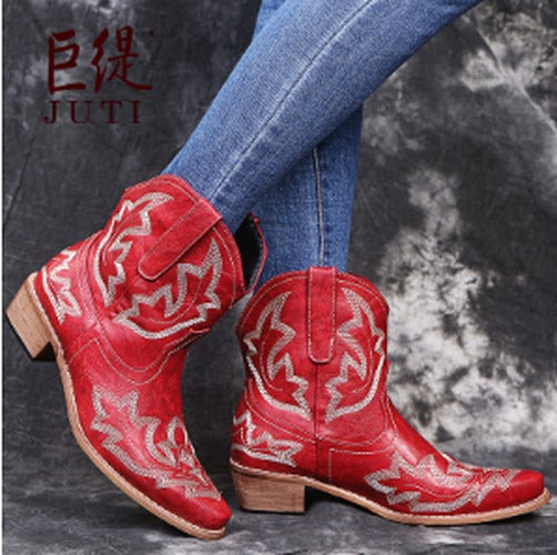 Women's Embroidered Western Ankle Boots view 2