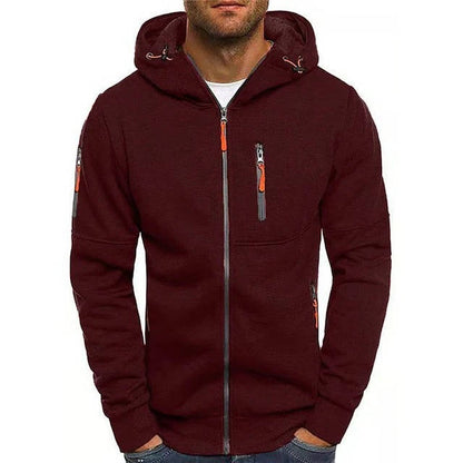 Men's Dark gray Zip Up Hoodie in Wine