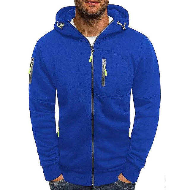 Men's Dark gray Zip Up Hoodie in Blue