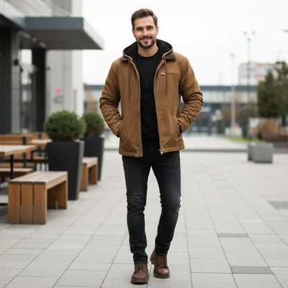 Men's Green Hooded Winter Coat