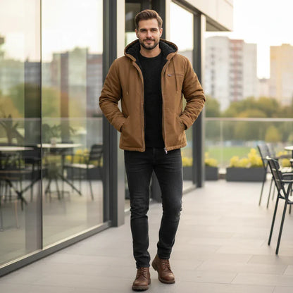 Men's Green Hooded Winter Coat