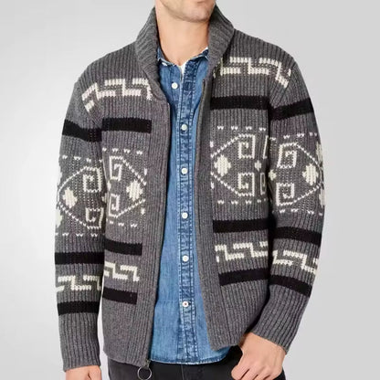 Men's Zip Up Cardigan in Grey