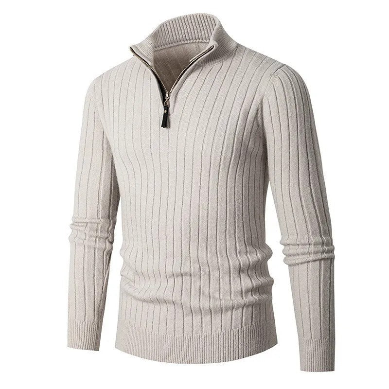 Men's Ribbed Quarter Zip Knitted Jumper