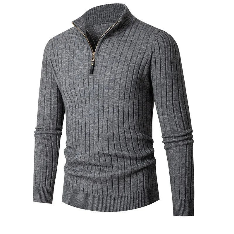 Men's Ribbed Quarter Zip Knitted Jumper