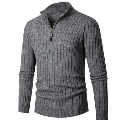 Men's Ribbed Quarter Zip Knitted Jumper