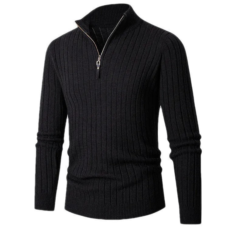 Men's Ribbed Quarter Zip Knitted Jumper
