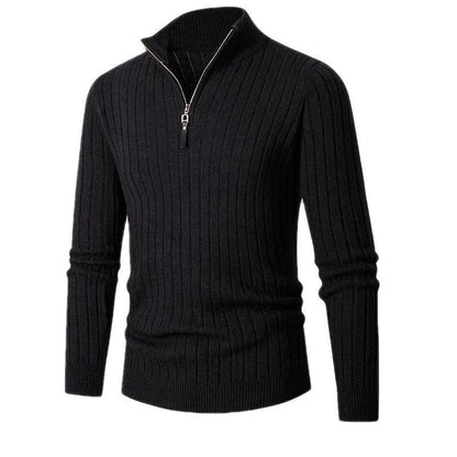 Men's Ribbed Quarter Zip Knitted Jumper