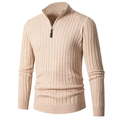 Men's Ribbed Quarter Zip Knitted Jumper