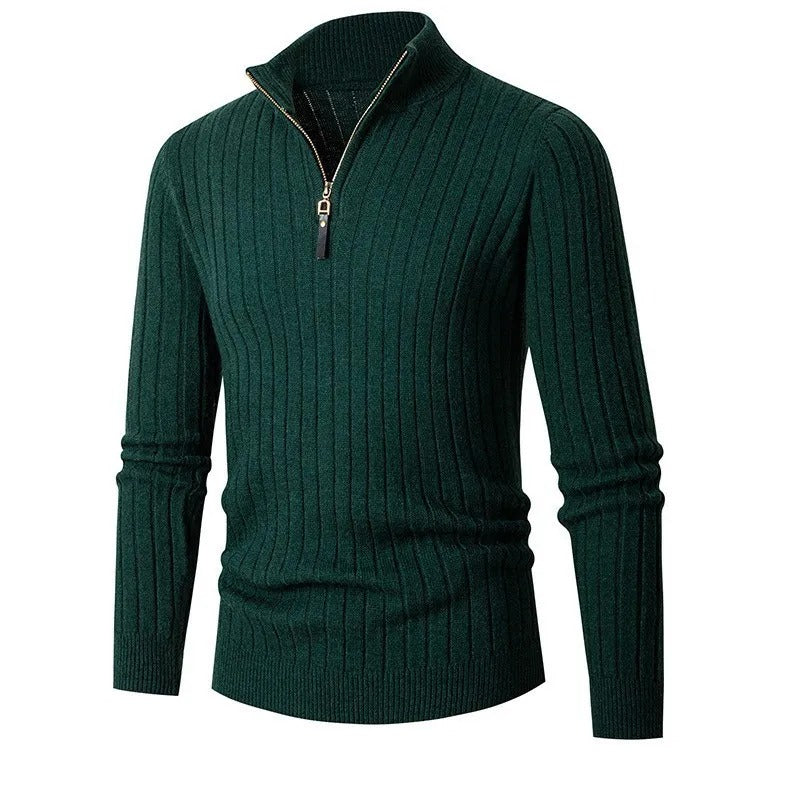 Men's Ribbed Quarter Zip Knitted Jumper