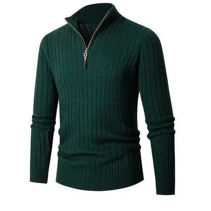 Men's Ribbed Quarter Zip Knitted Jumper