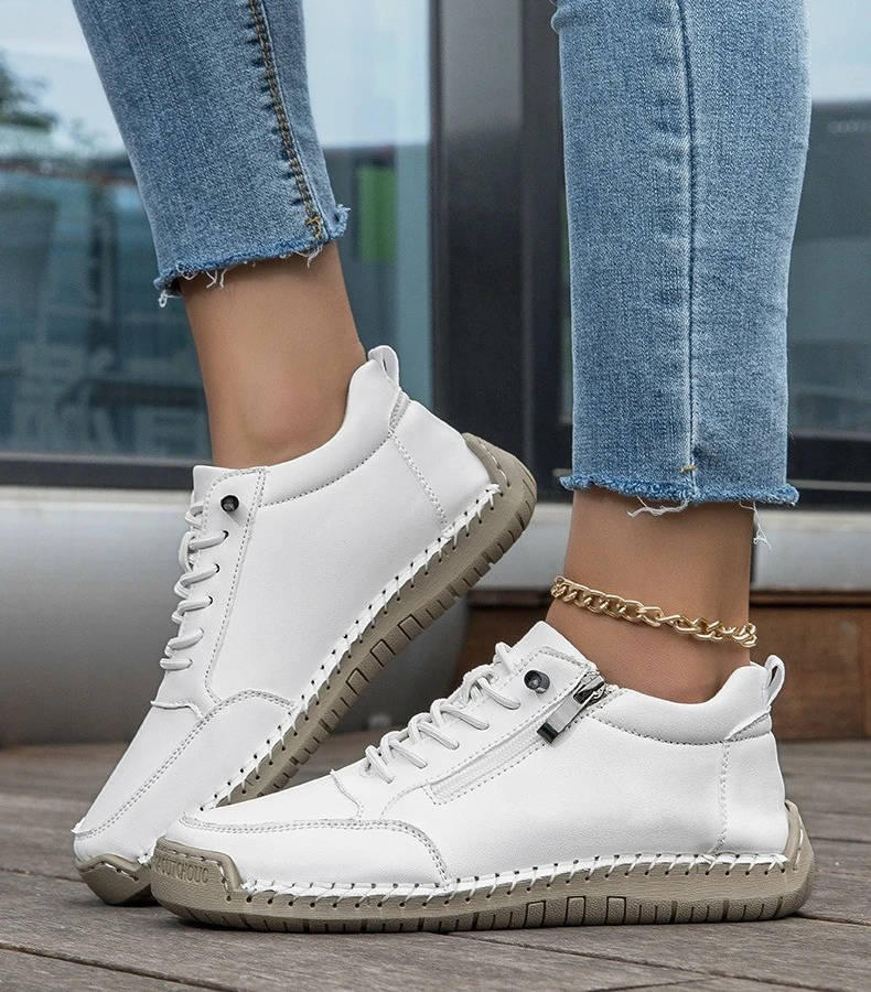Women's Green Walking Shoes in White