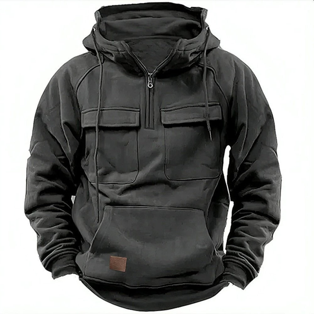 Men's Relaxed Fit Half Zip Hoodie in Grey