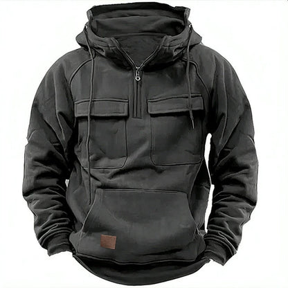 Men's Relaxed Fit Half Zip Hoodie in Grey