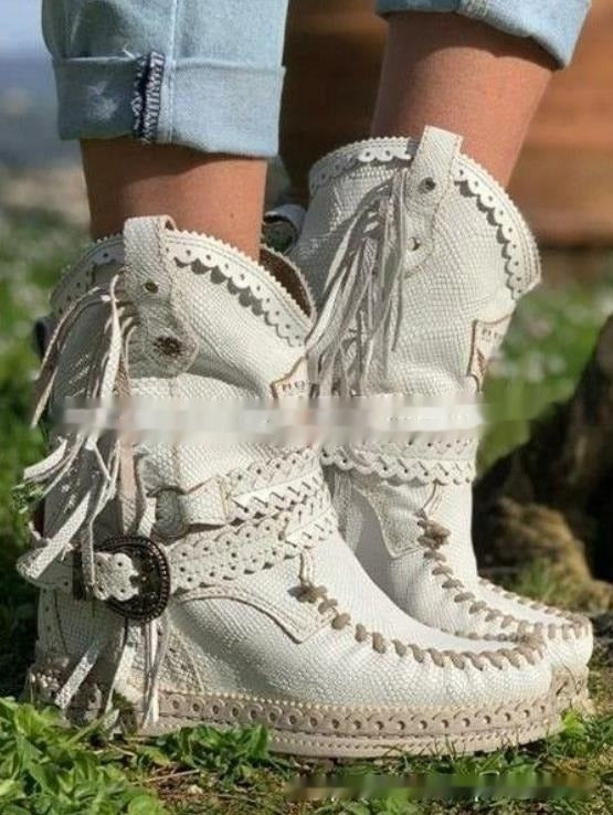 Women's Fringed Moccasin Ankle Boots view 6