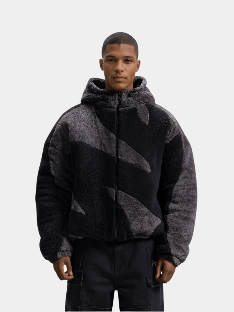 Men's Hooded Zip Up Winter Coat in Black