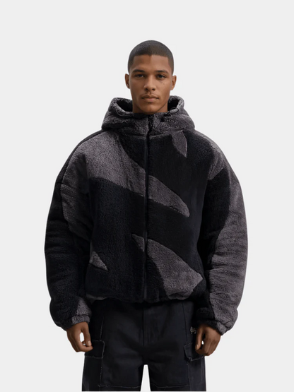 Men's Hooded Zip Up Winter Coat in Black