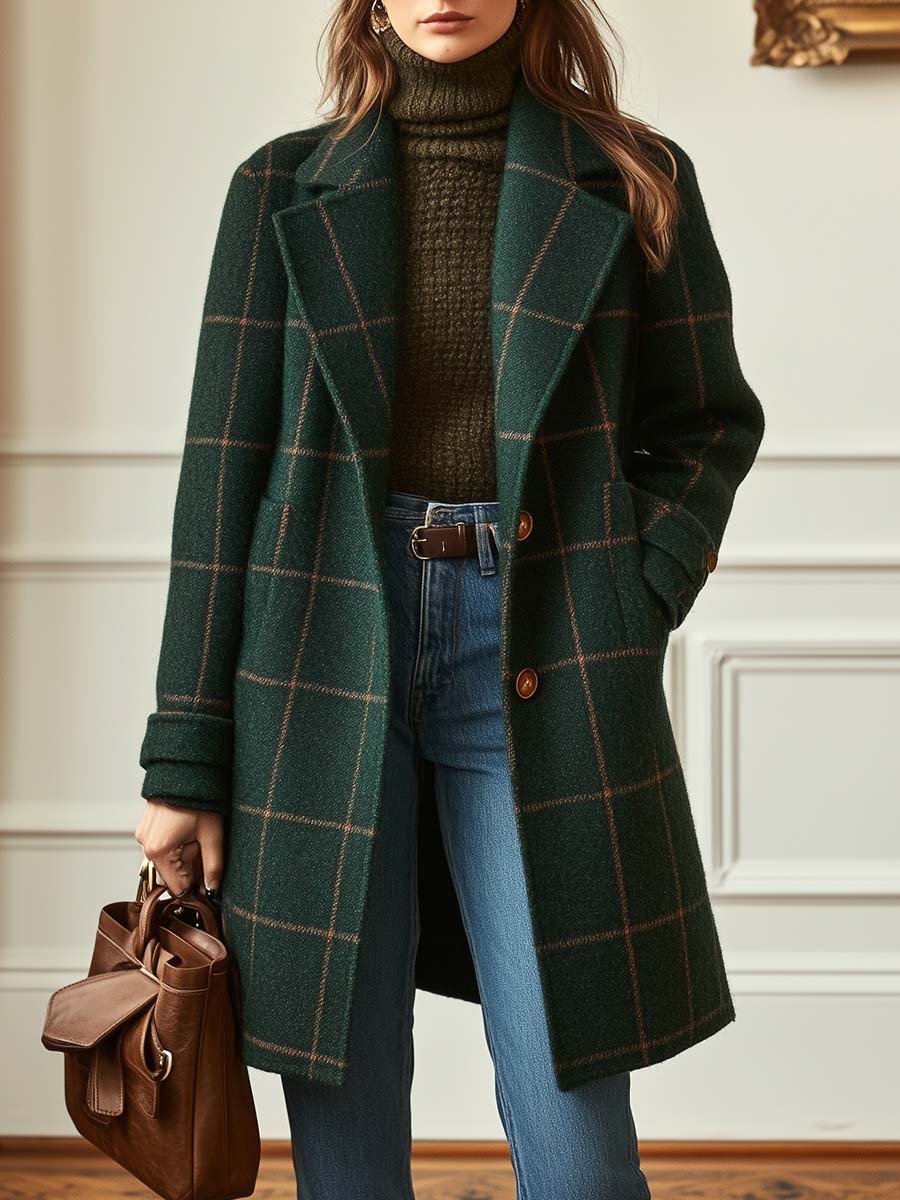 Women's Checked Overcoat