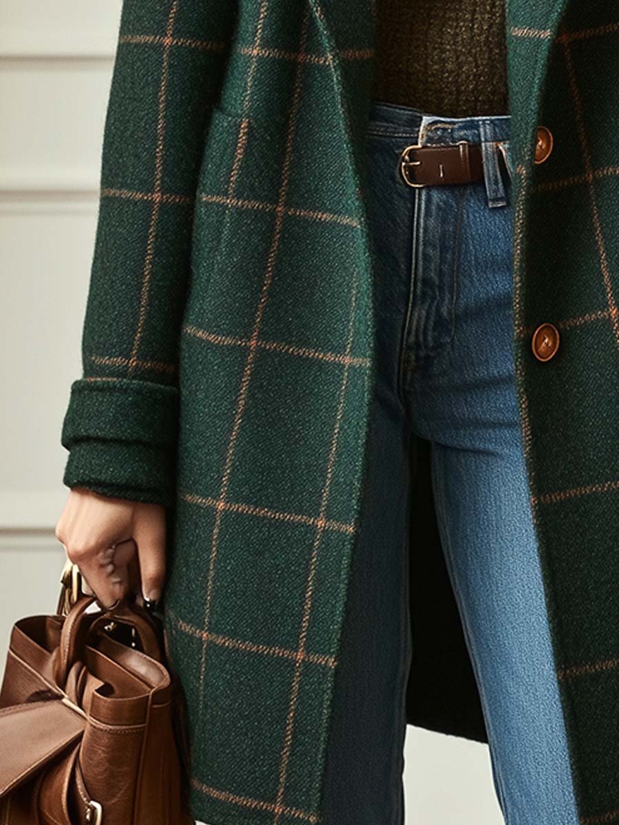 Women's Checked Overcoat view 4