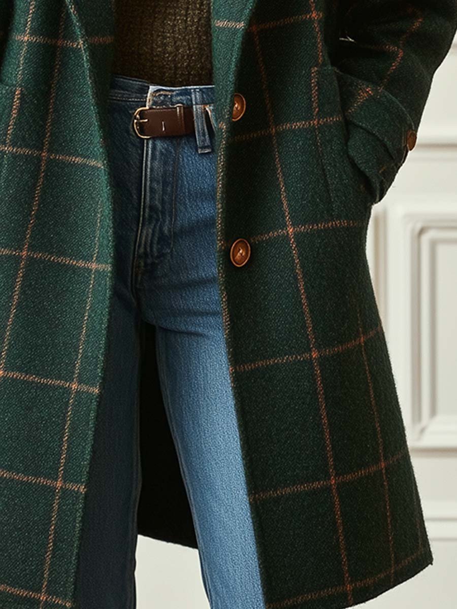 Women's Checked Overcoat view 6