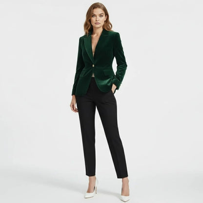 Women's Black Gold Tailored Blazer in Dark Green