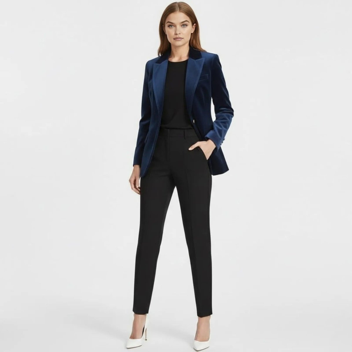 Women's Black Gold Tailored Blazer in Blue
